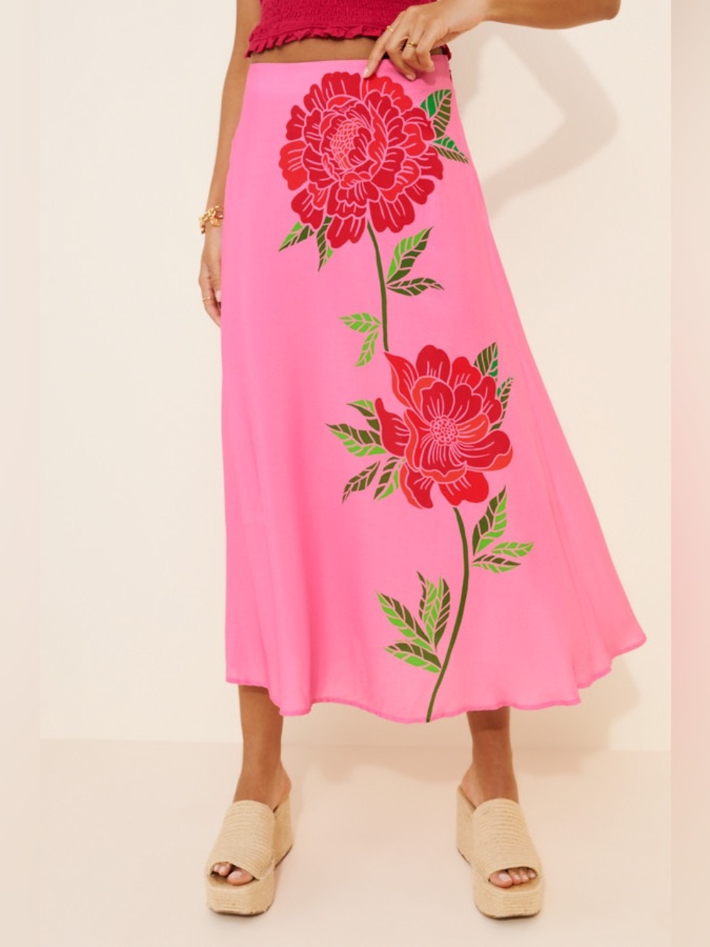 Farm Rio Rose Motif Maxi Skirt